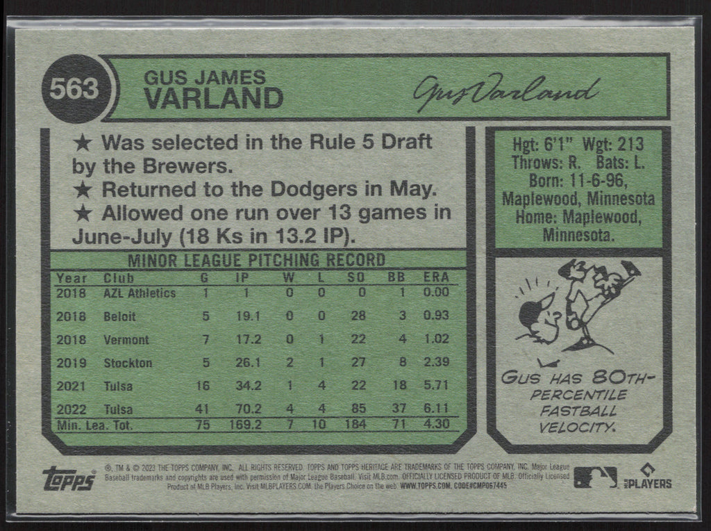2023 Topps Heritage #563 Gus Varland