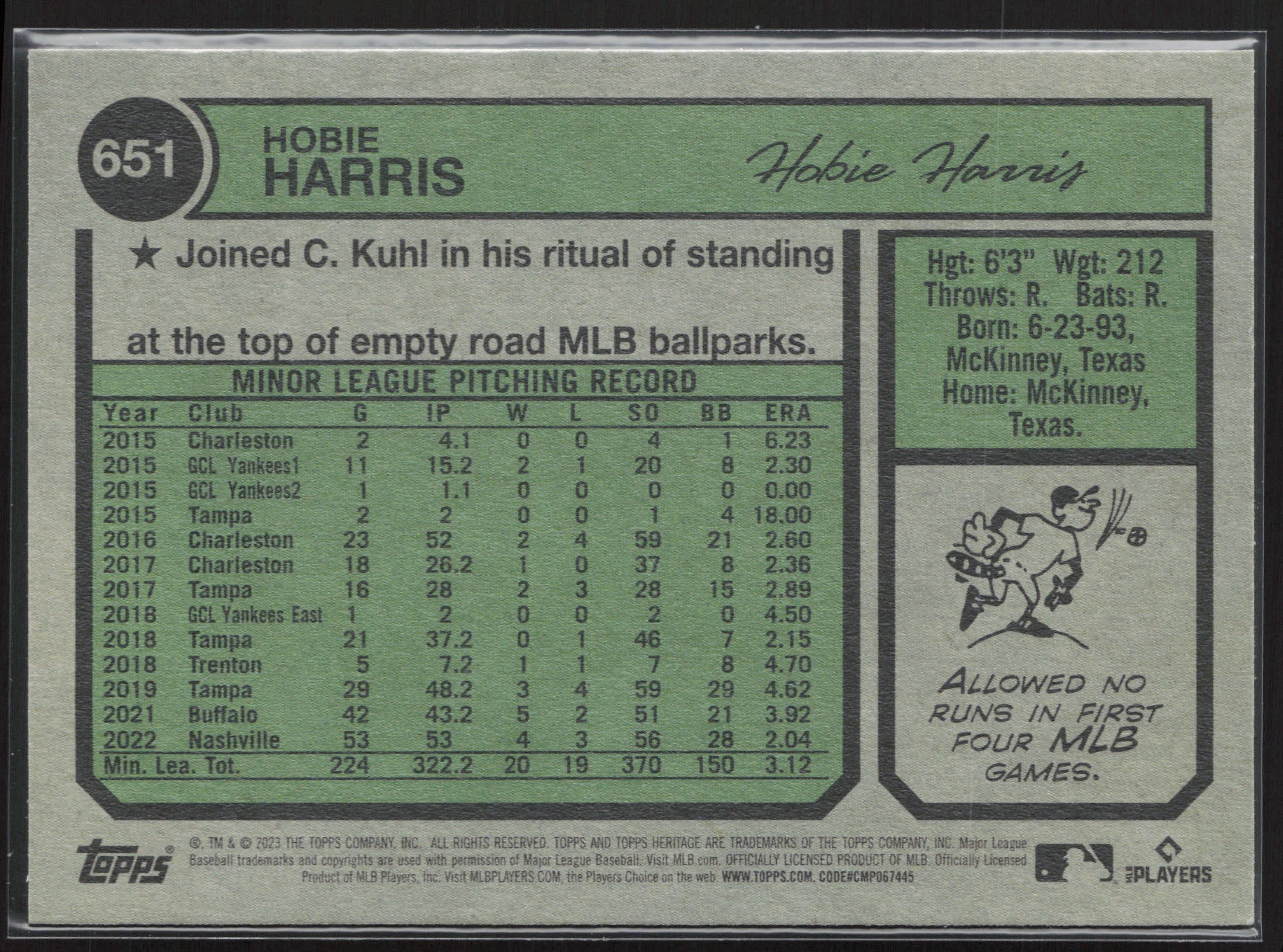 2023 Topps Heritage #651 Hobie Harris