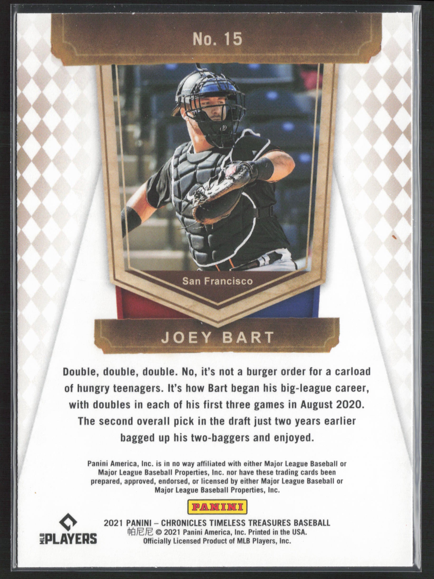 2021 Panini Chronicles #15 Joey Bart Timeless Treasures