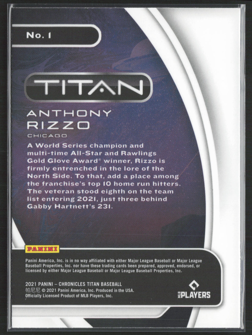 2021 Panini Chronicles #1 Anthony Rizzo Titan