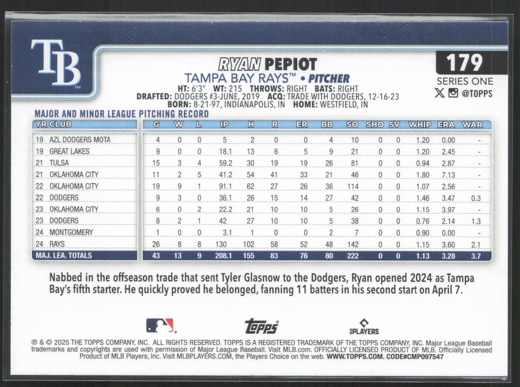 2025 Topps #179 Ryan Pepiot