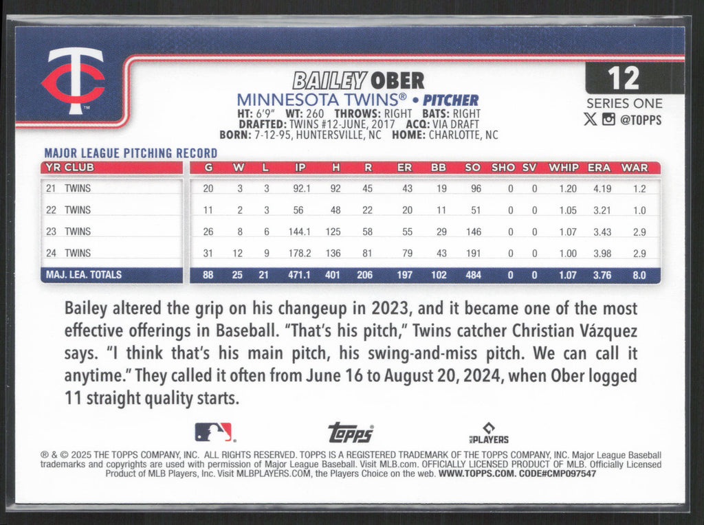 2025 Topps #12 Bailey Ober