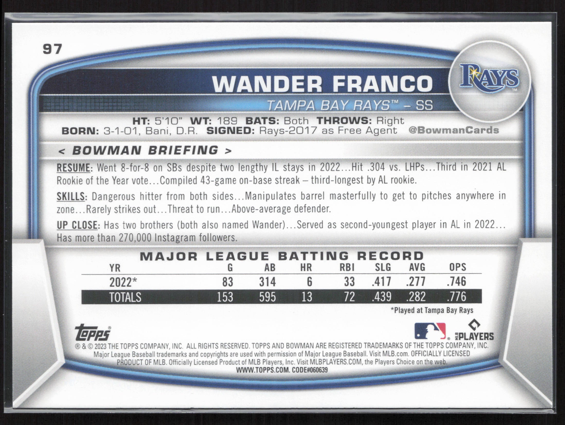 2023 Bowman #97 Wander Franco
