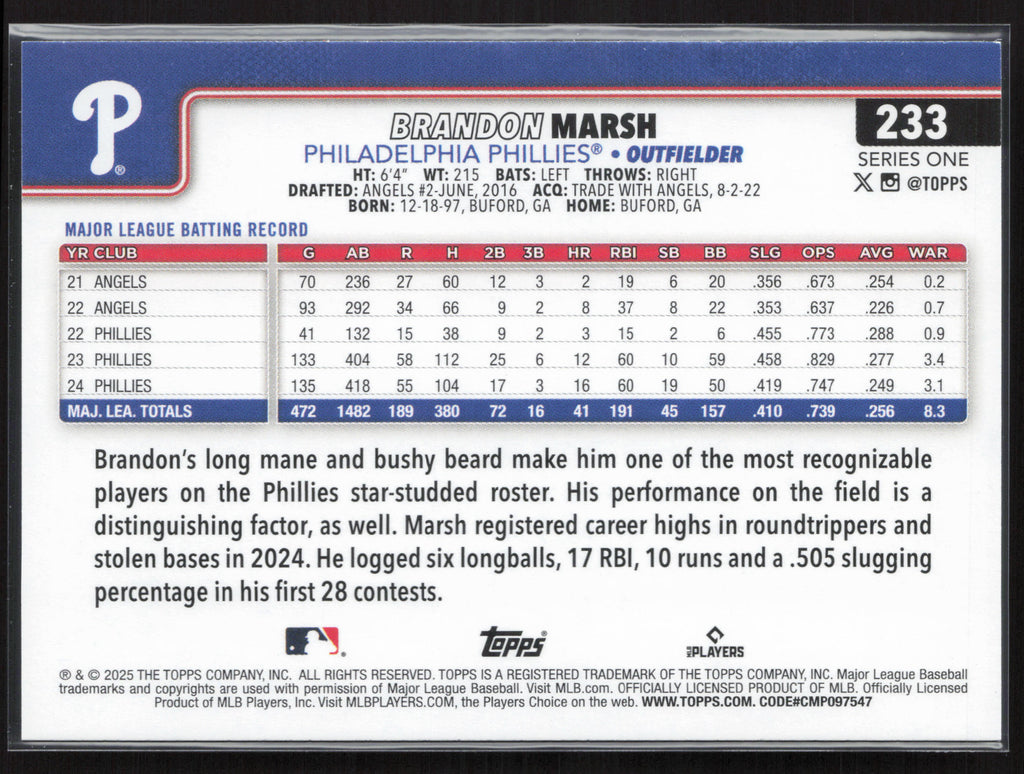 2025 Topps #233 Brandon Marsh