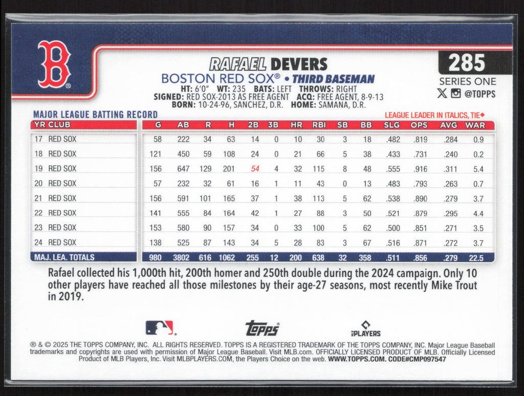 2025 Topps #285 Rafael Devers