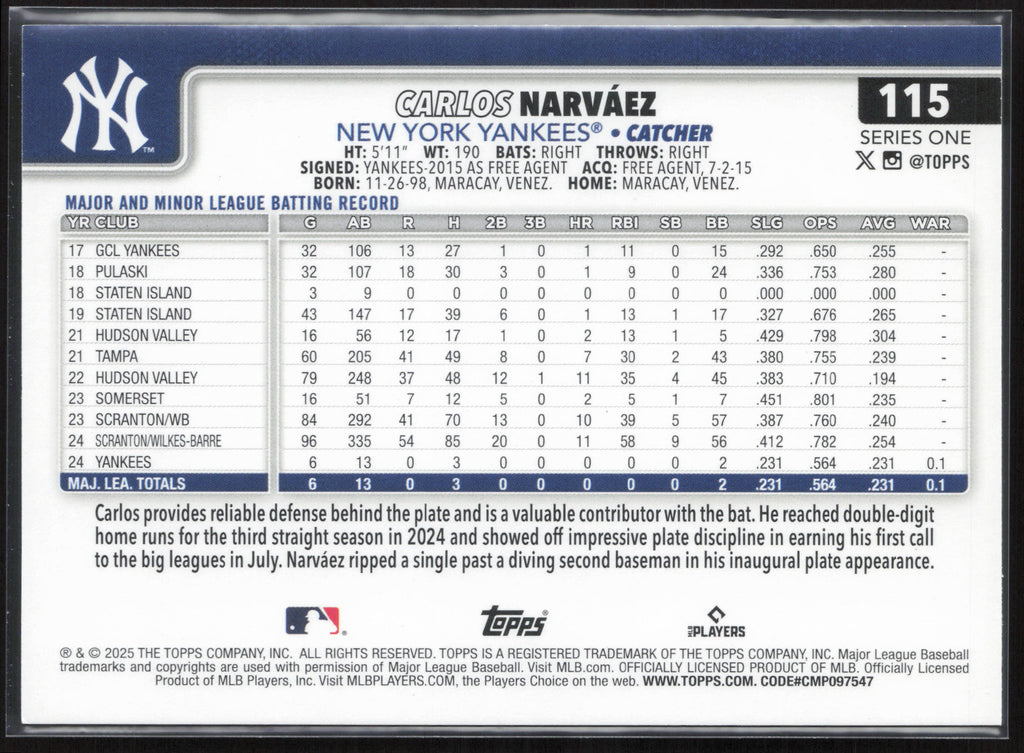 2025 Topps #115 Carlos Narvaez