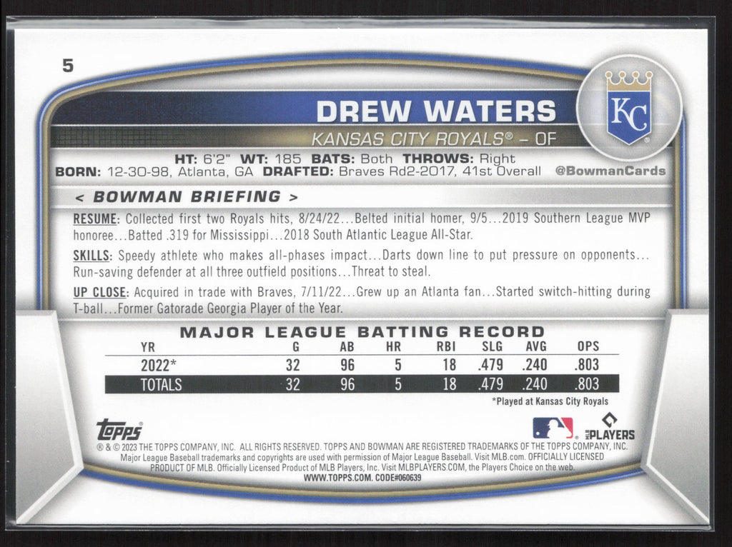 2023 Bowman #5 Drew Waters