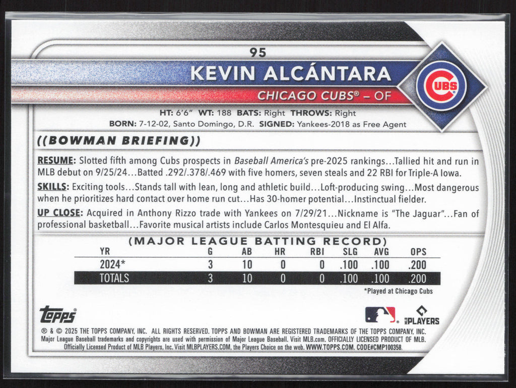 2025 Bowman #95 Kevin Alcántara
