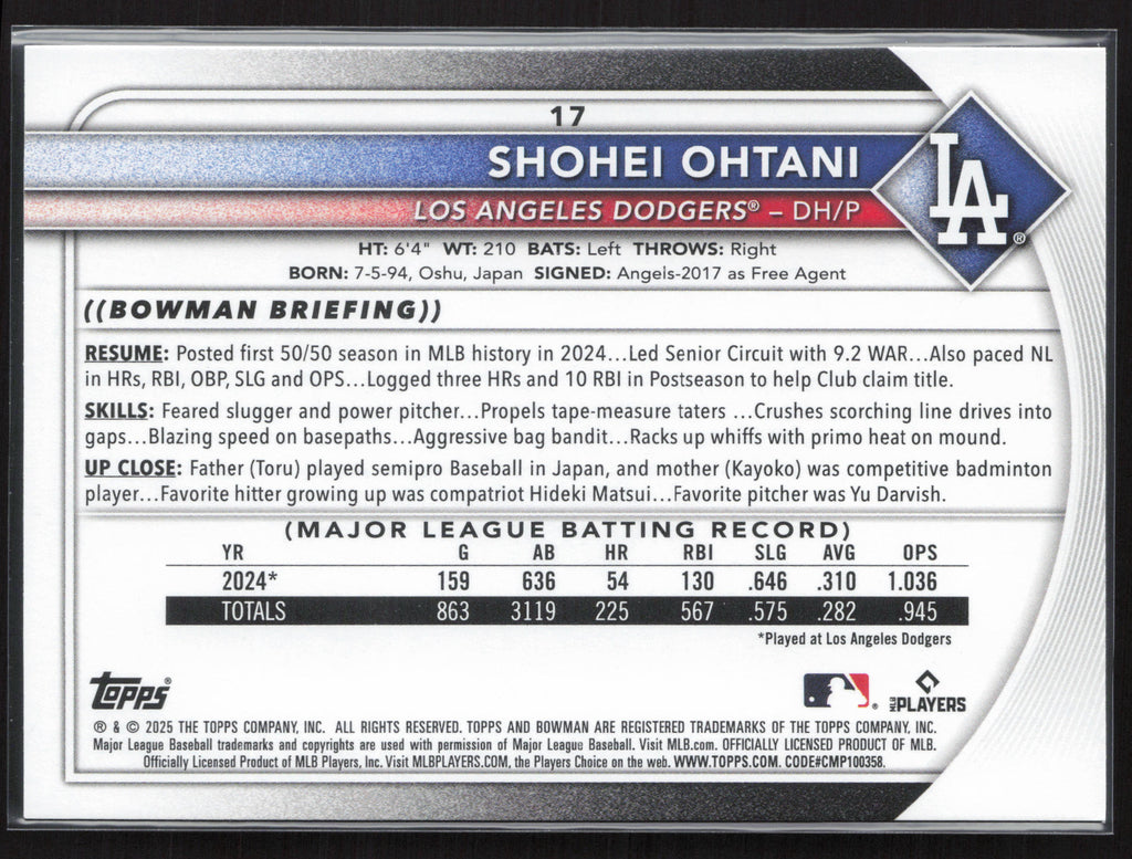 2025 Bowman #17 Shohei Ohtani