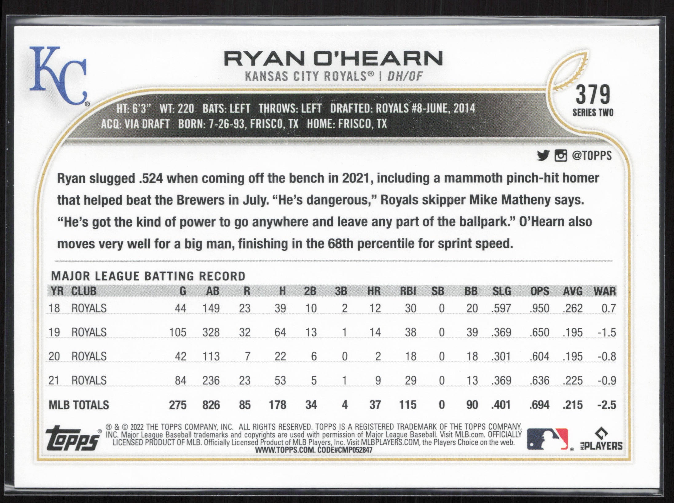 2022 Topps #379 Ryan O'Hearn