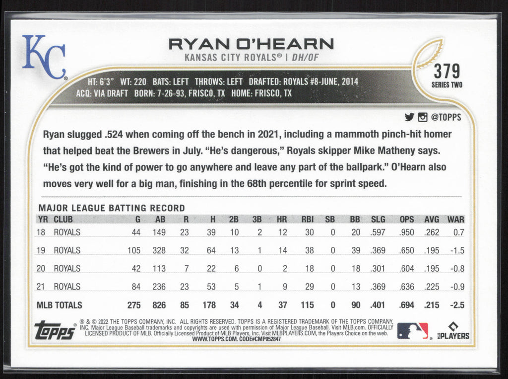 2022 Topps #379 Ryan O'Hearn