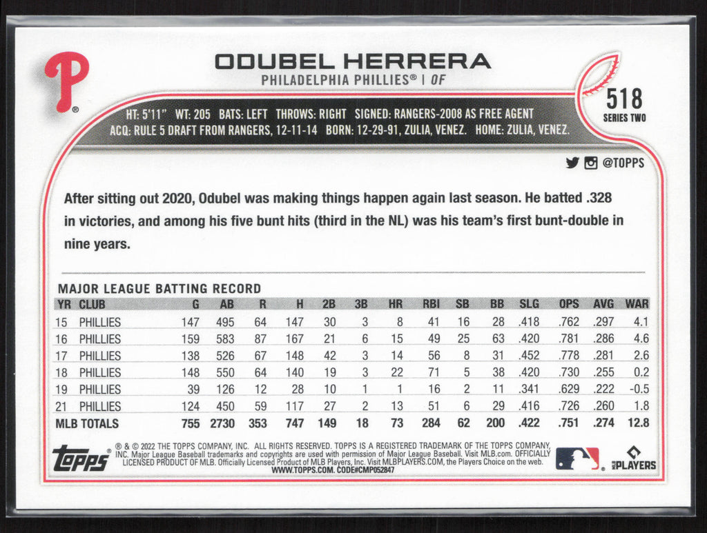 2022 Topps #518 Odubel Herrera
