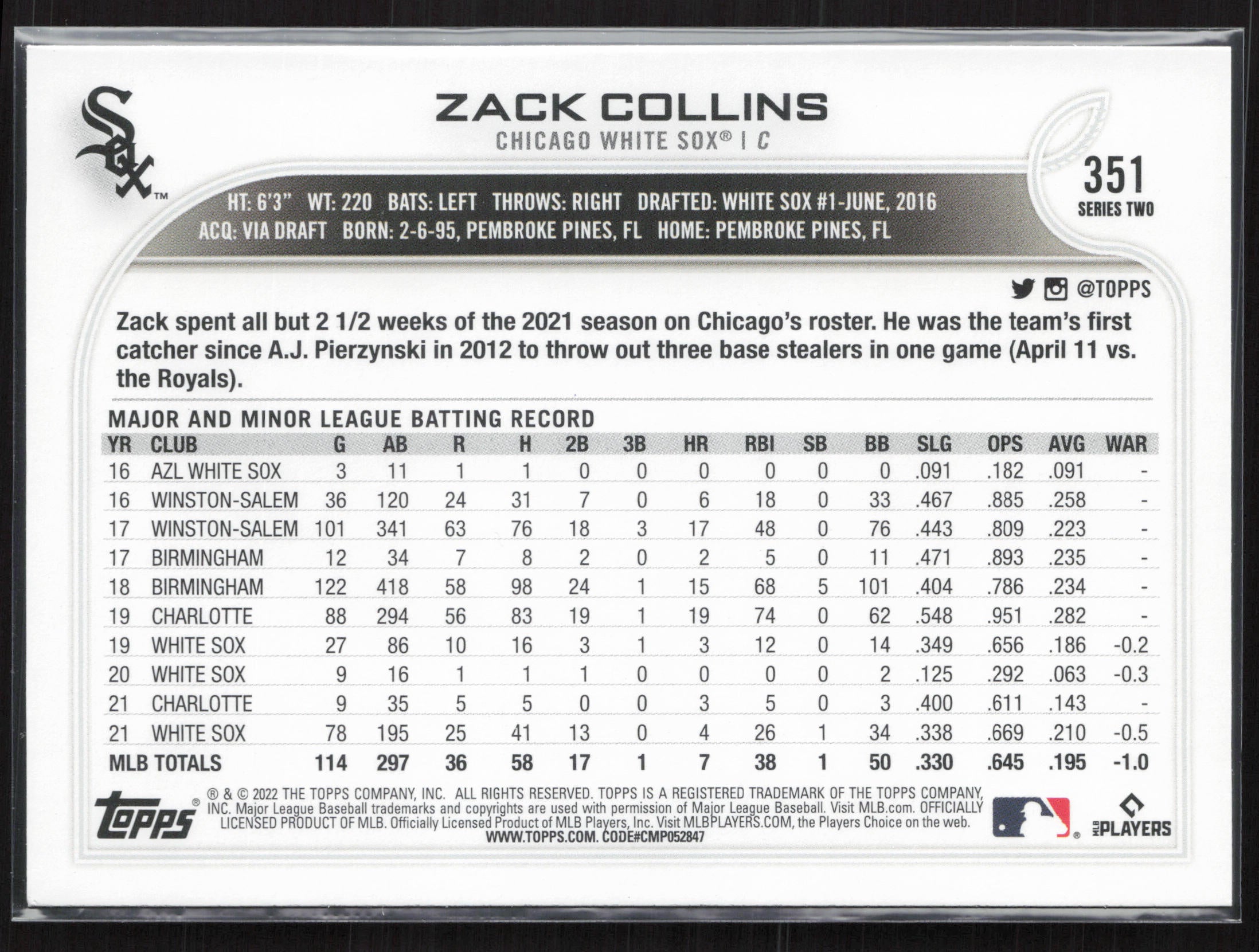 2022 Topps #351 Zack Collins