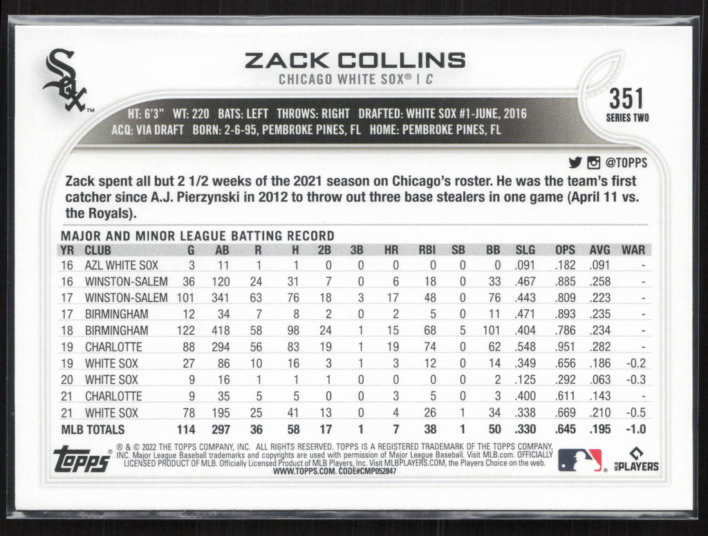 2022 Topps #351 Zack Collins