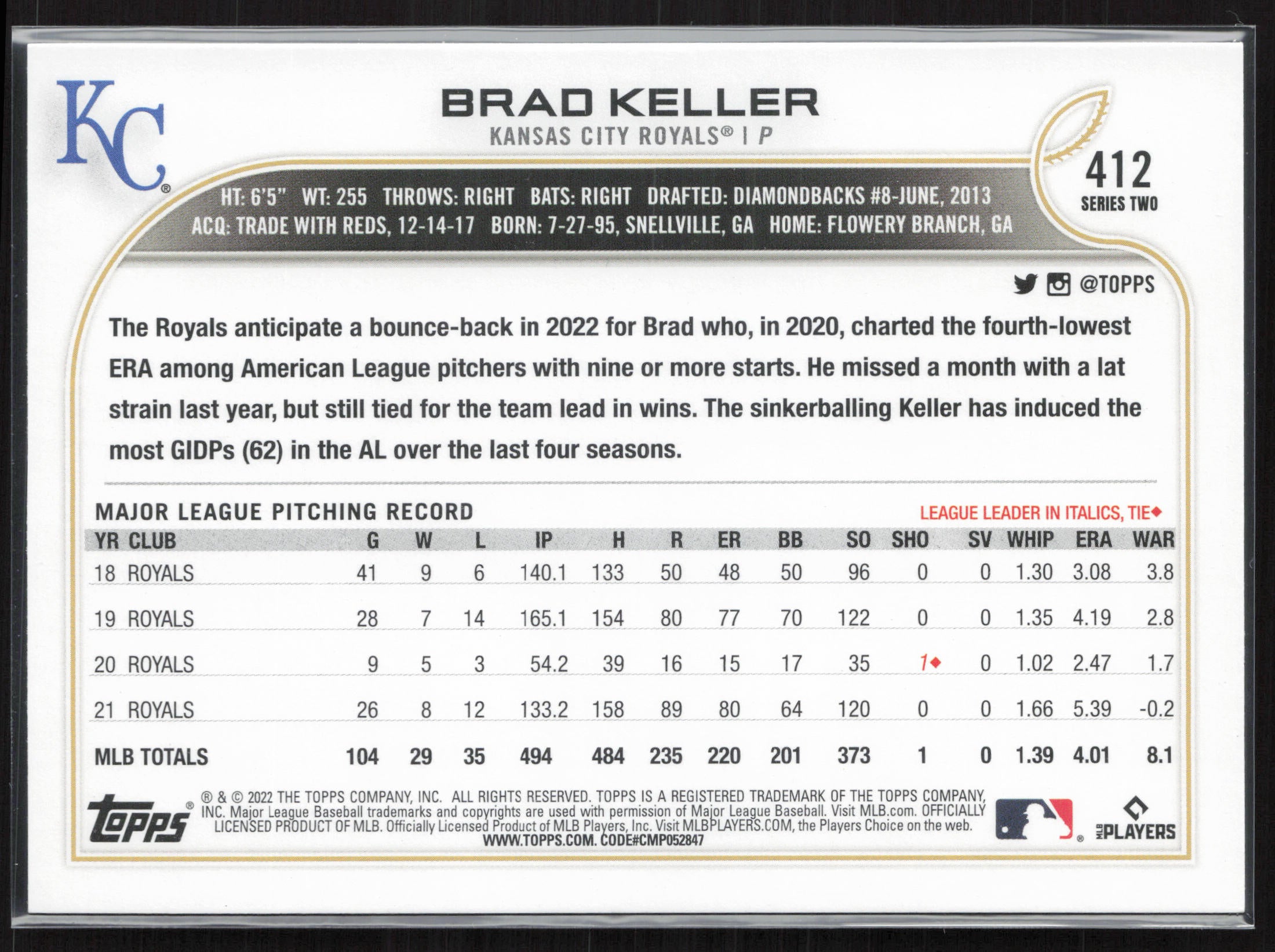 2022 Topps #412 Brad Keller