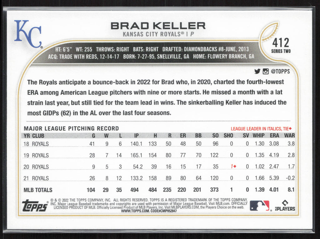 2022 Topps #412 Brad Keller