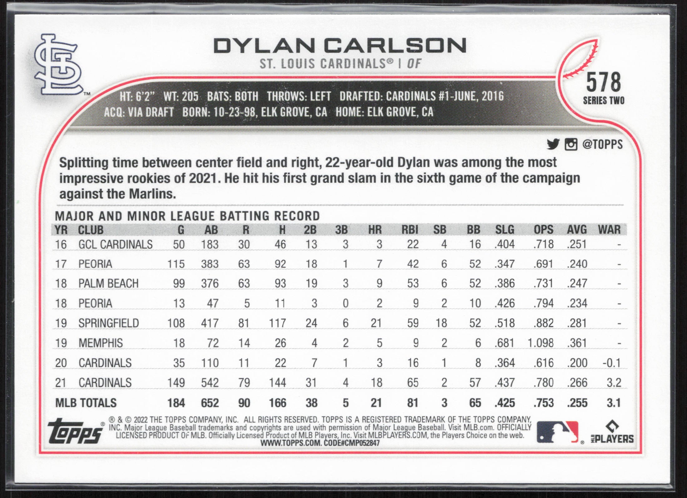 2022 Topps #578 Dylan Carlson