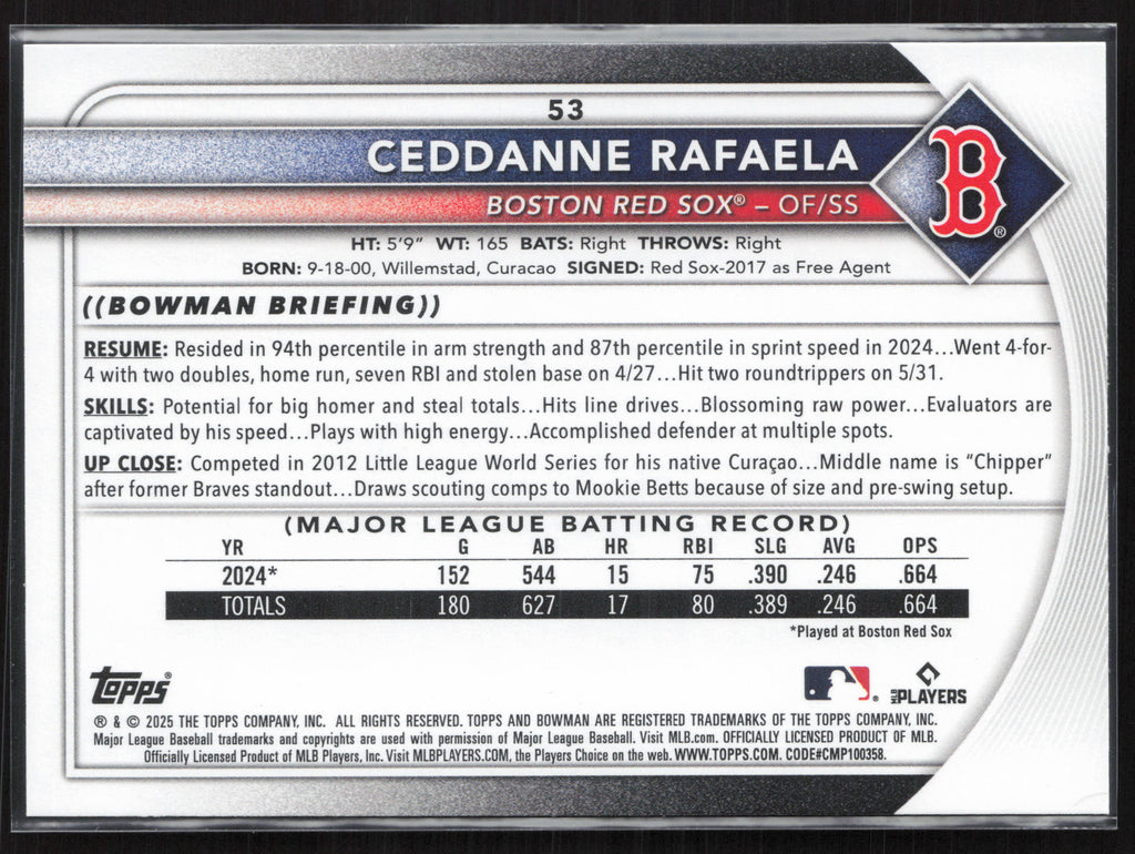 2025 Bowman #53 Ceddanne Rafaela