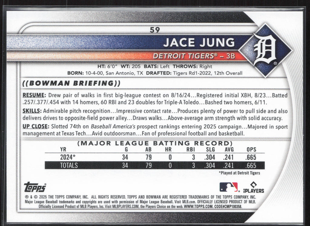 2025 Bowman #59 Jace Jung