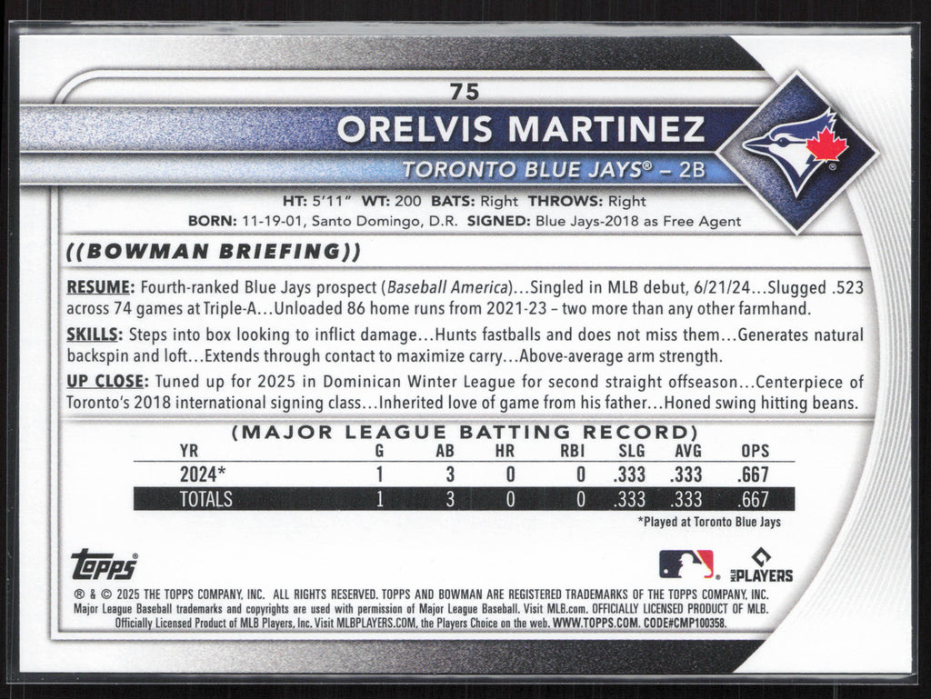 2025 Bowman #75 Orelvis Martinez