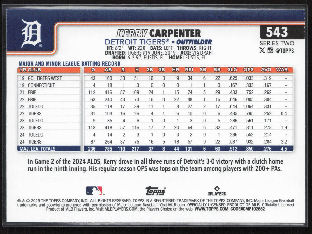 2025 Topps #543 Kerry Carpenter