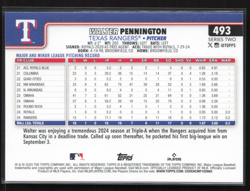 2025 Topps #493 Walter Pennington