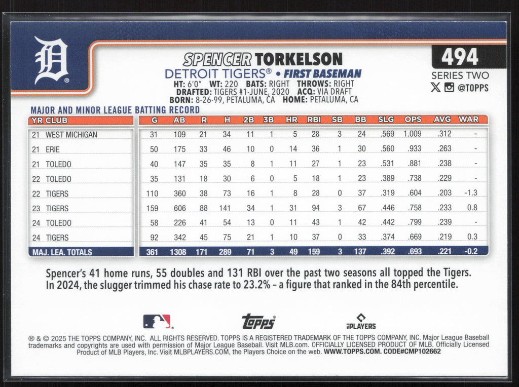2025 Topps #494 Spencer Torkelson