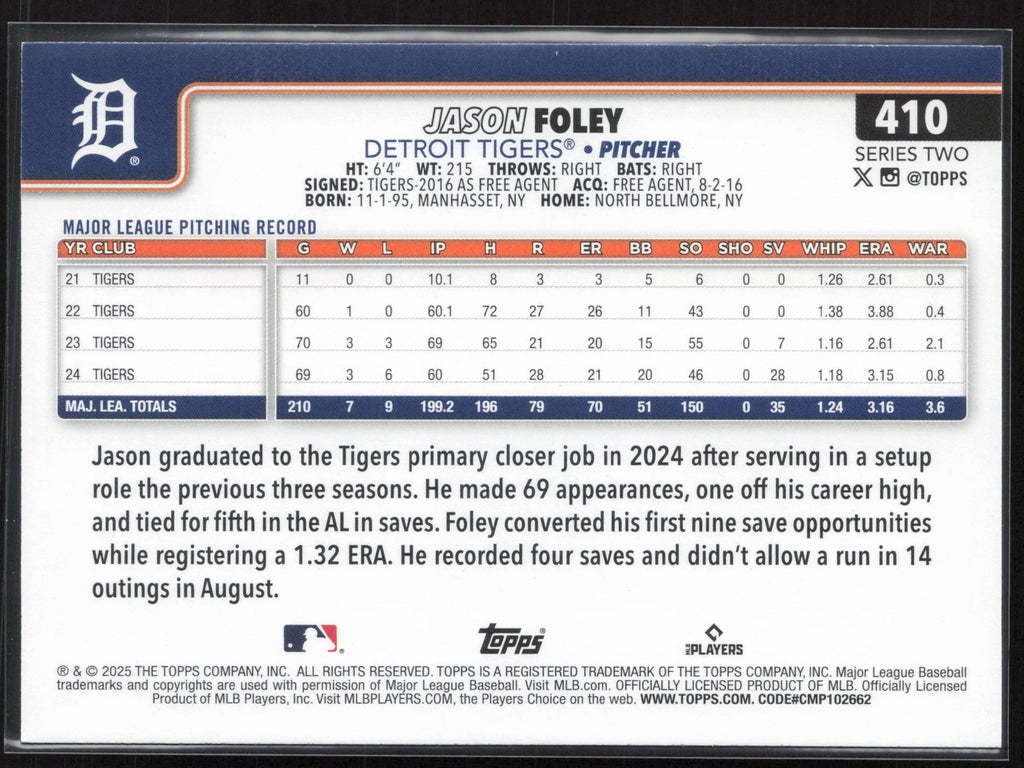 2025 Topps #410 Jason Foley