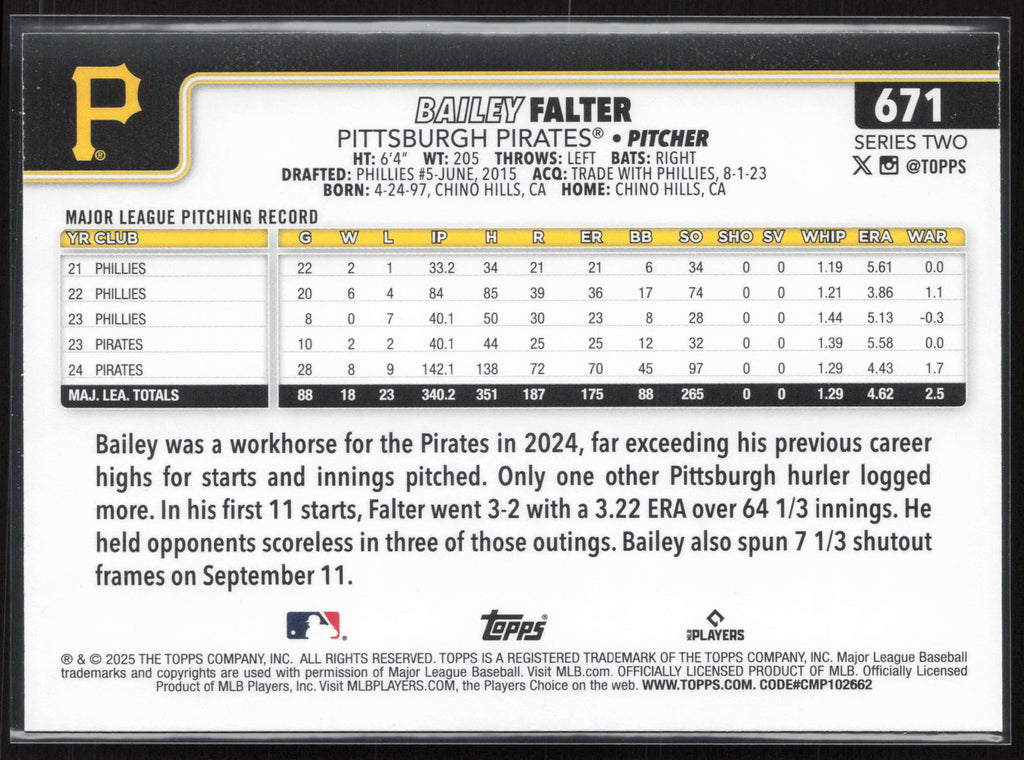 2025 Topps #671 Bailey Falter