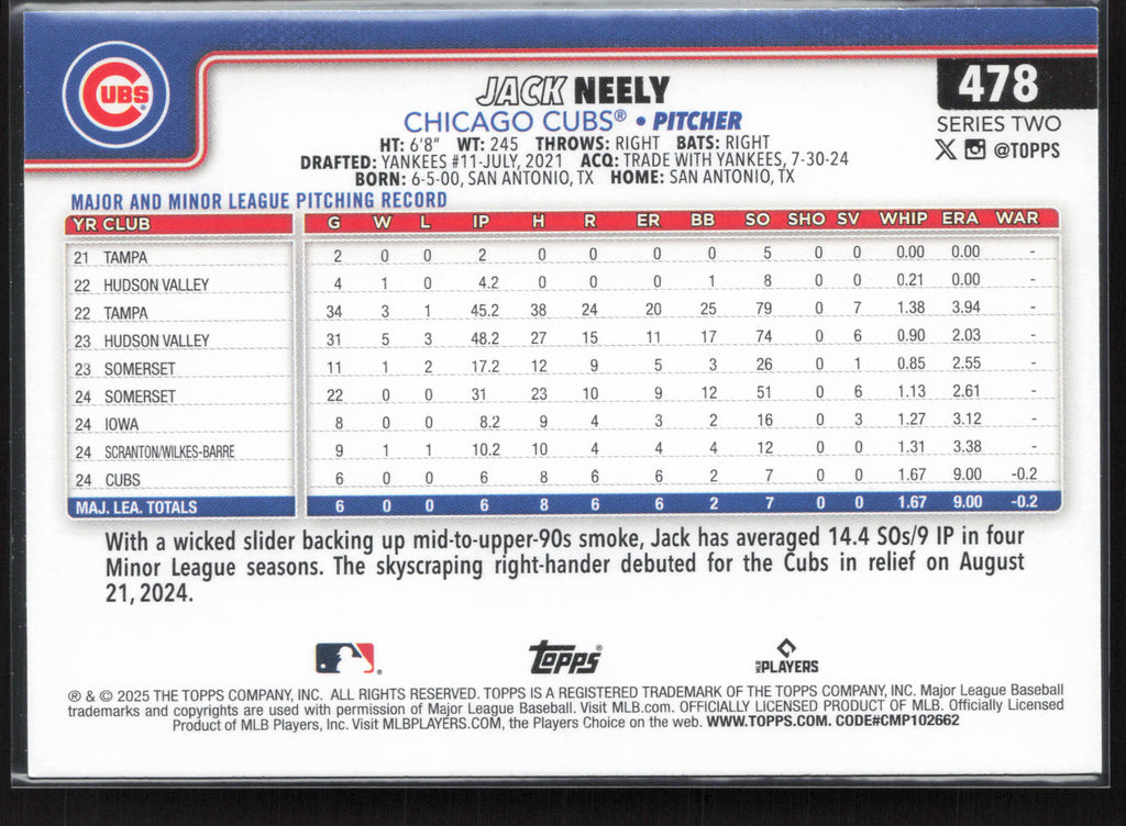 2025 Topps #478 Jack Neely