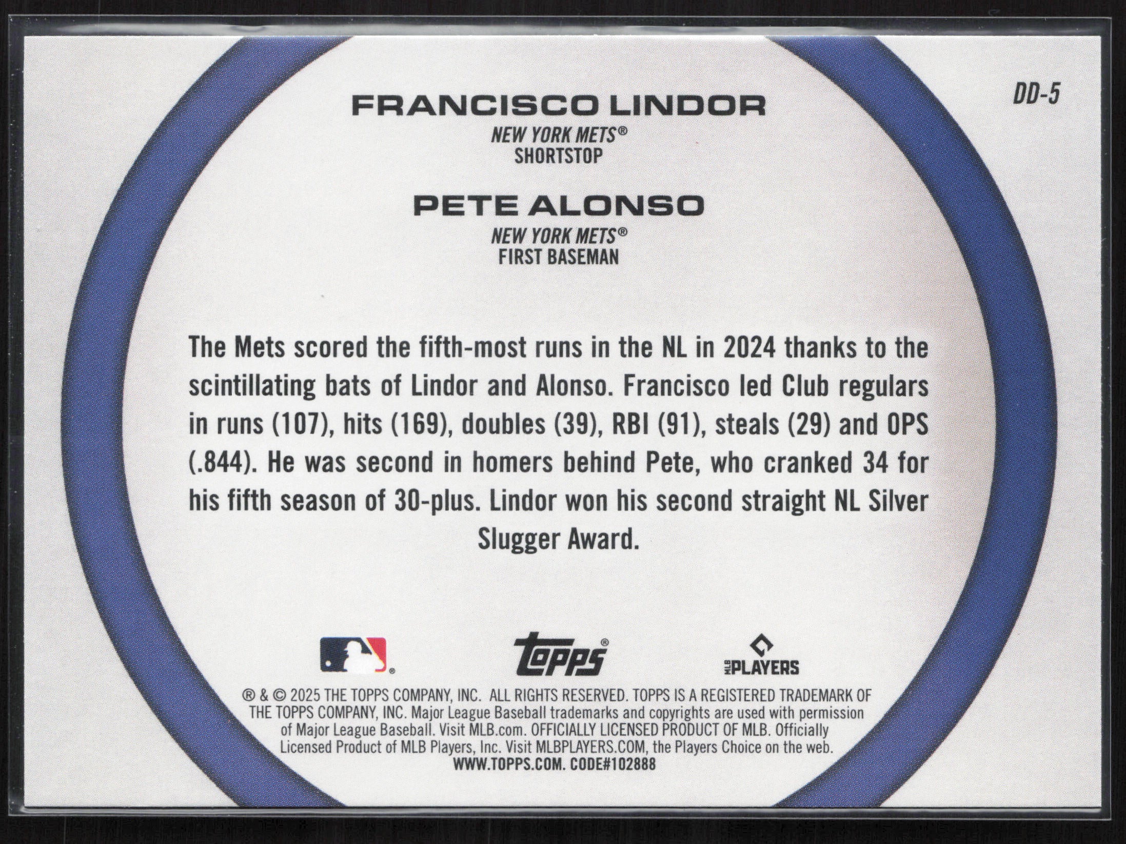 2025 Topps #DD-5 Francisco Lindor / Pete Alonso Dynamic Duos