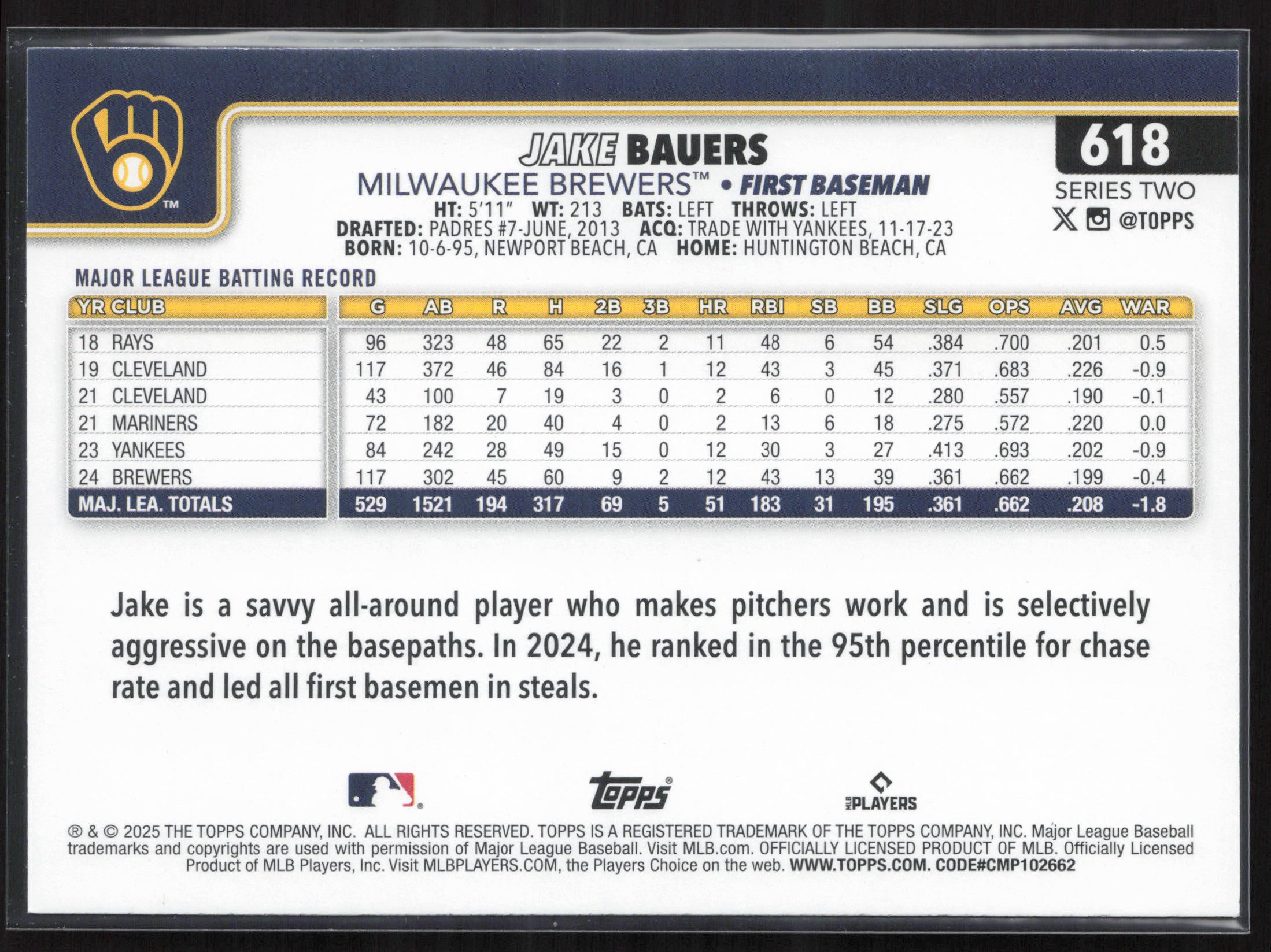 2025 Topps #618 Jake Bauers