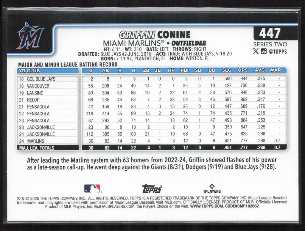 2025 Topps #447 Griffin Conine