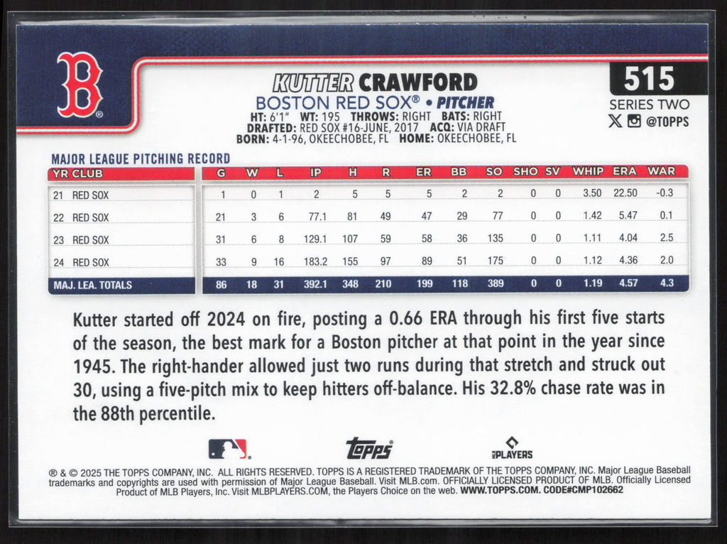 2025 Topps #515 Kutter Crawford