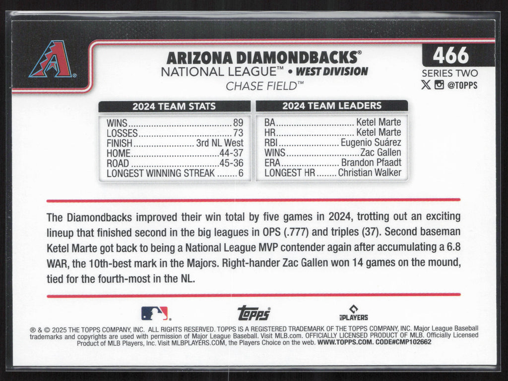 2025 Topps #466 Arizona Diamondbacks