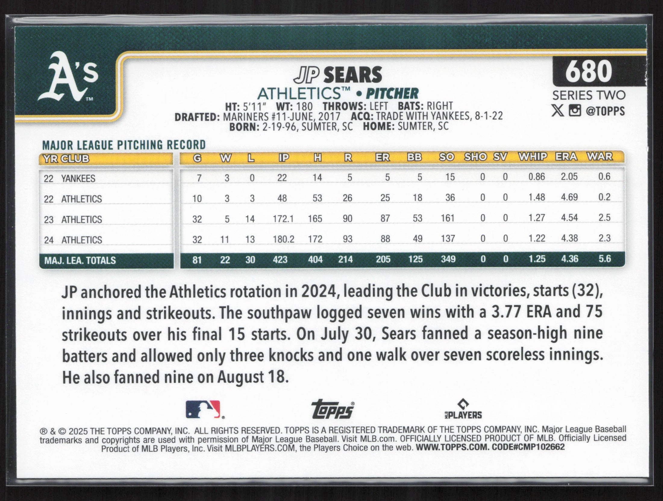 2025 Topps #680 JP Sears