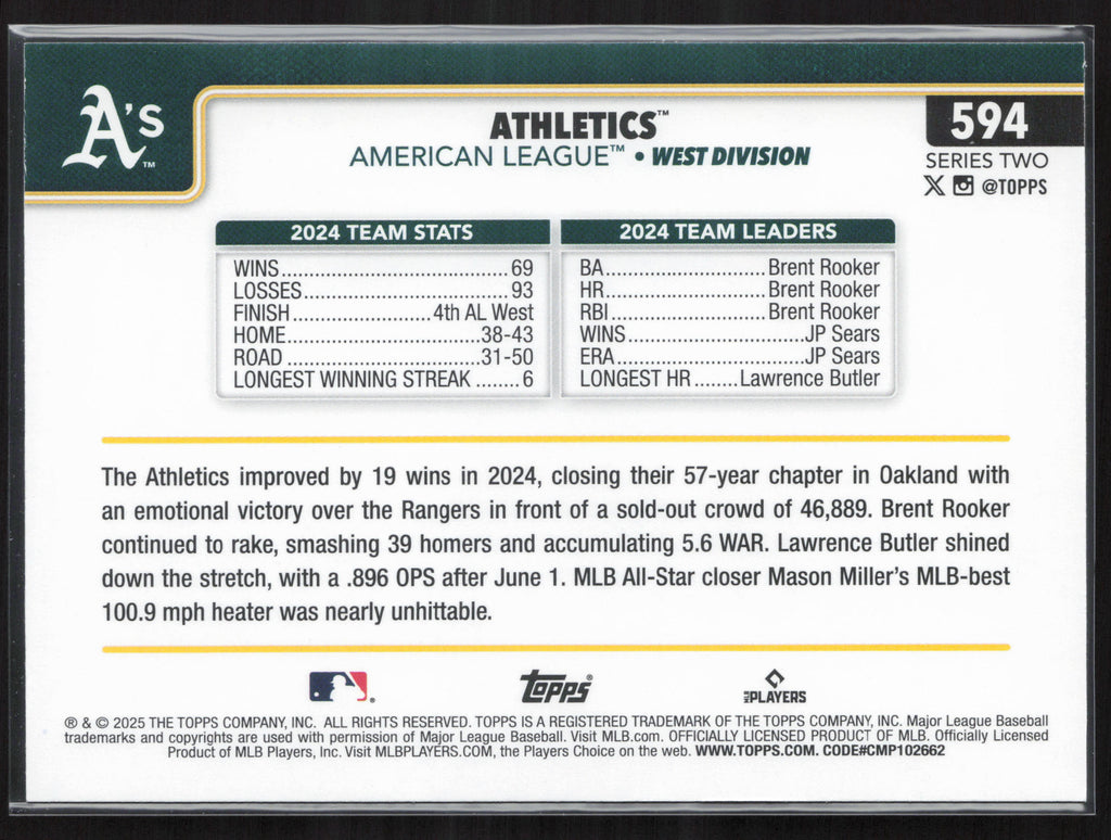 2025 Topps #594 Athletics