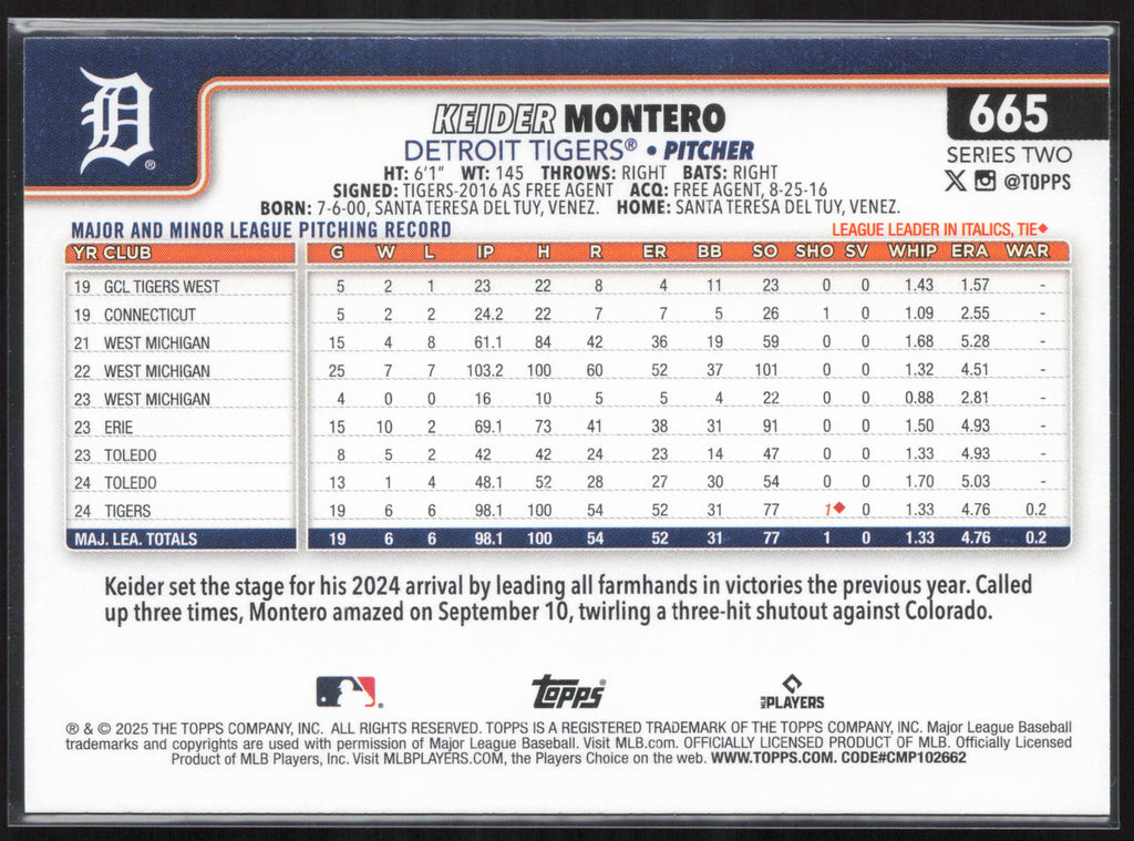 2025 Topps #665 Keider Montero
