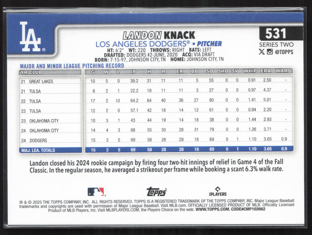 2025 Topps #531 Landon Knack