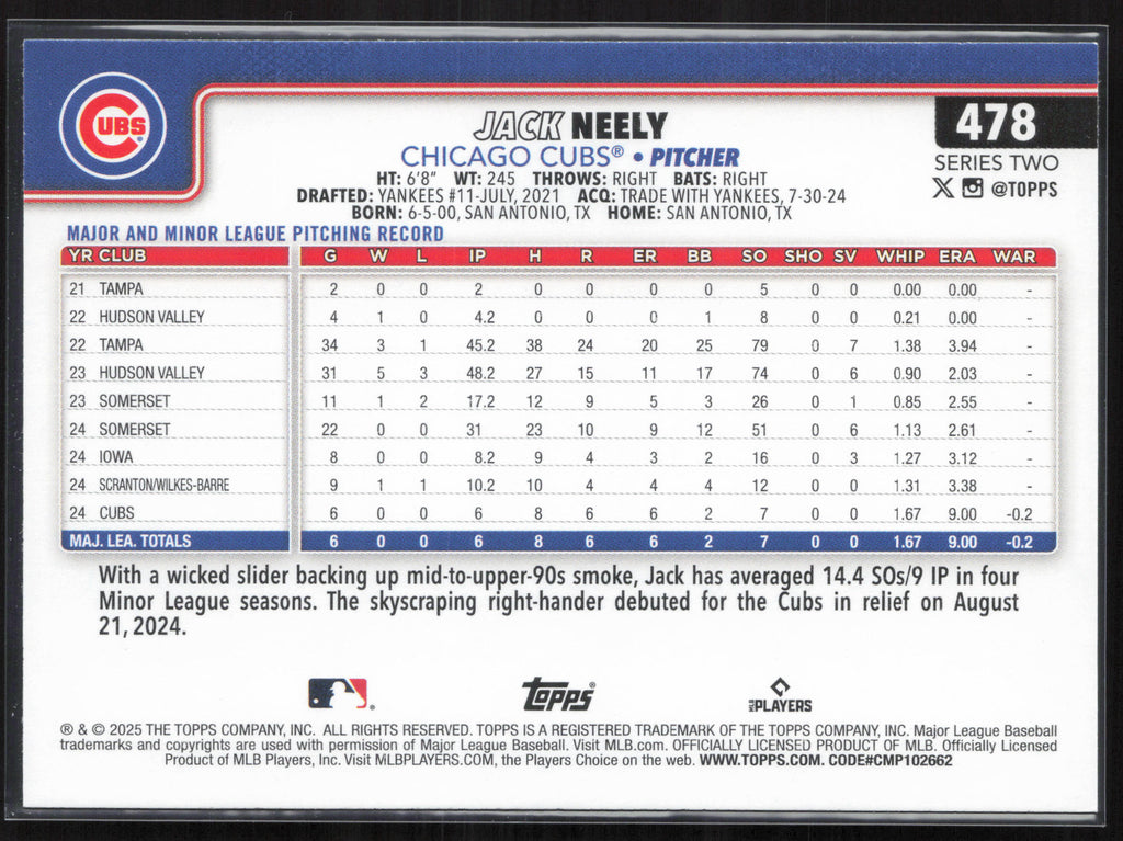2025 Topps #478 Jack Neely