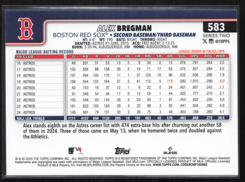 2025 Topps #583 Alex Bregman