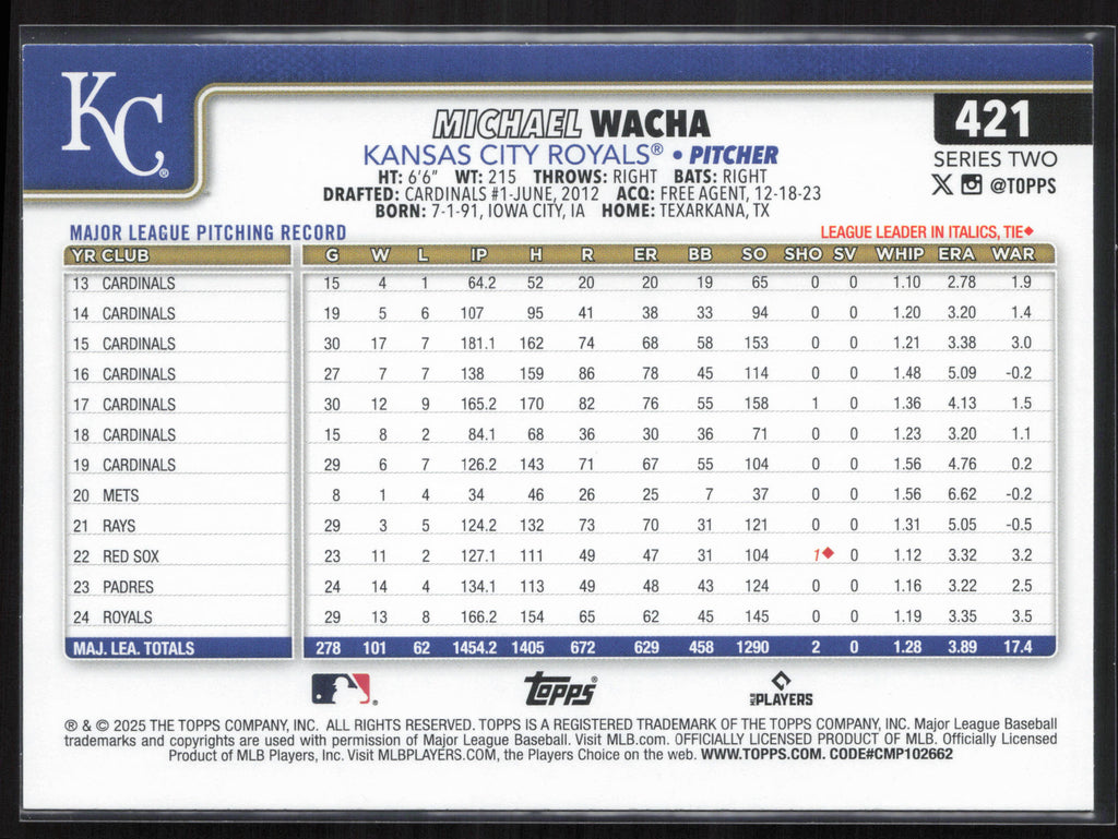 2025 Topps #421 Michael Wacha