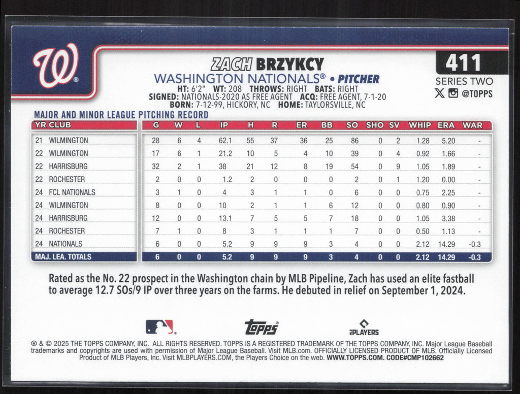2025 Topps #411 Zach Brzykcy