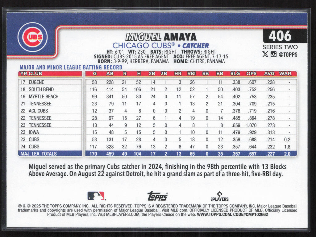 2025 Topps #406 Miguel Amaya