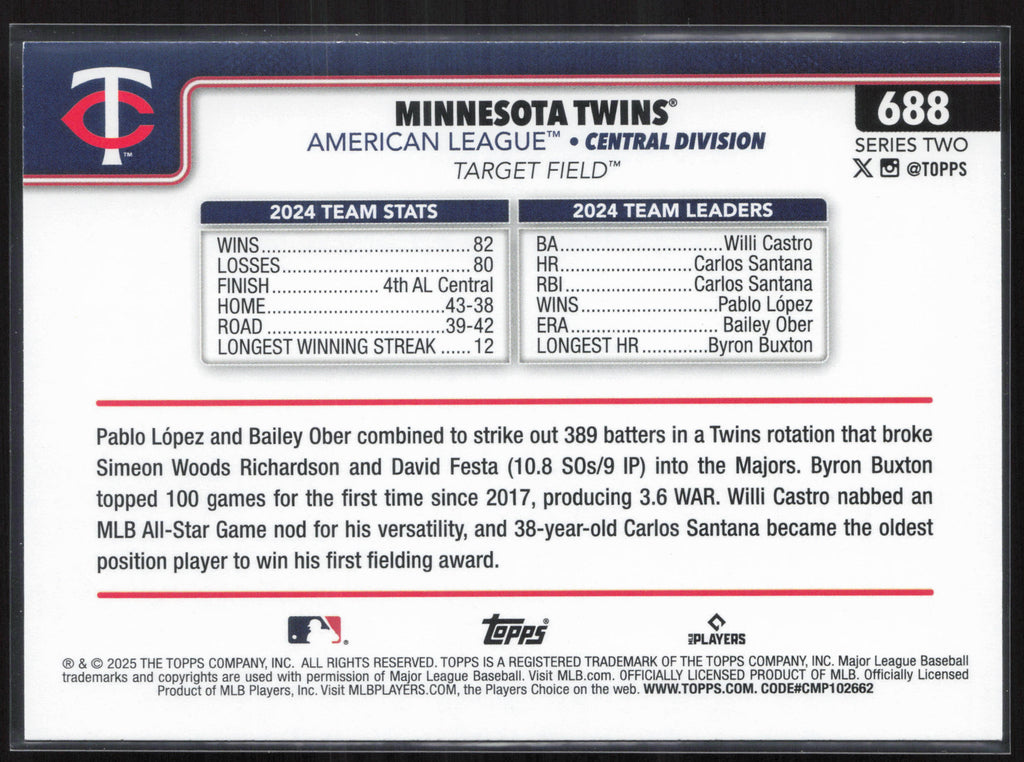 2025 Topps #688 Minnesota Twins