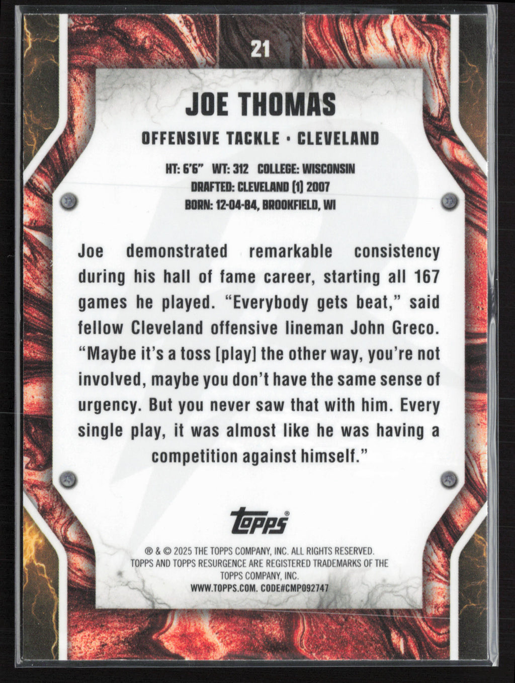 2024 Topps Resurgence #21 Joe Thomas