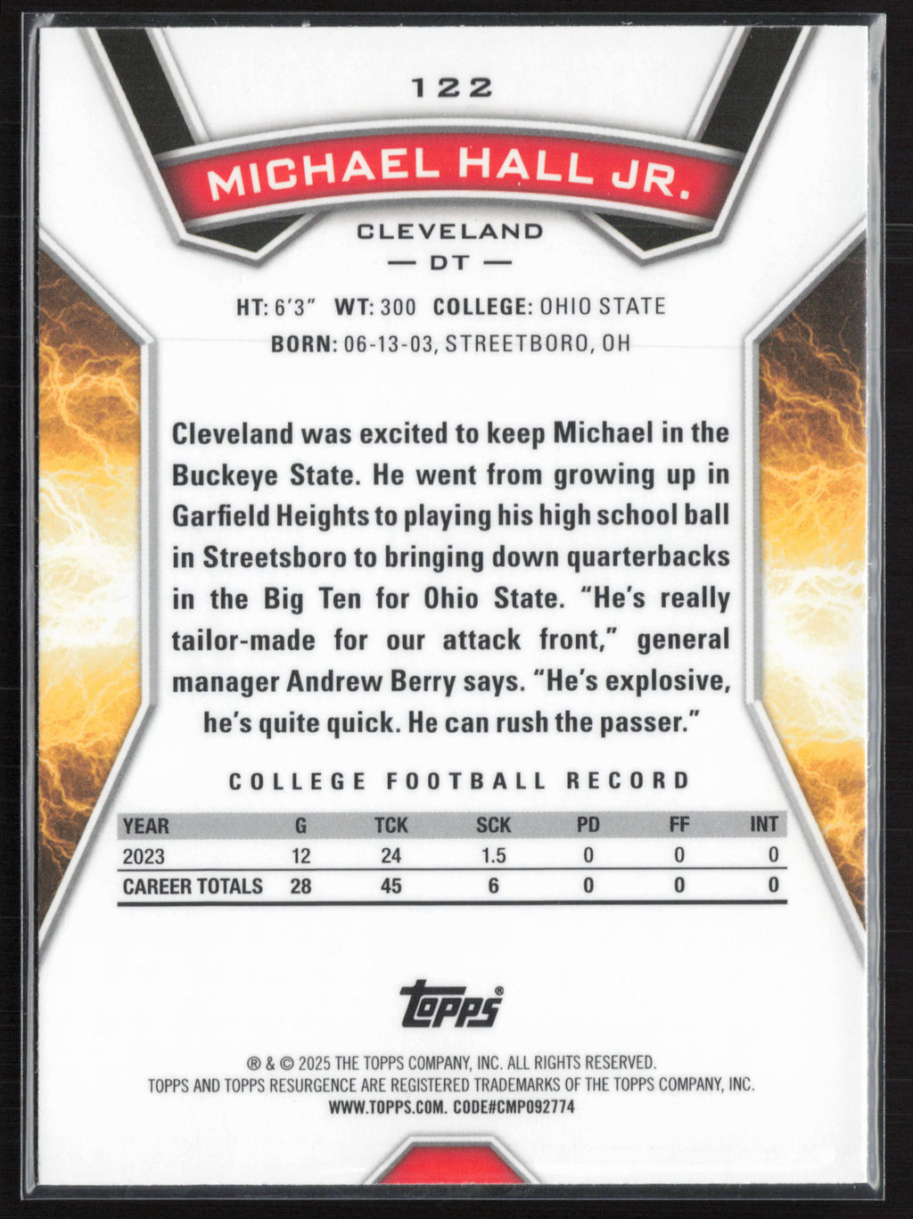 2024 Topps Resurgence #122 Michael Hall Jr.