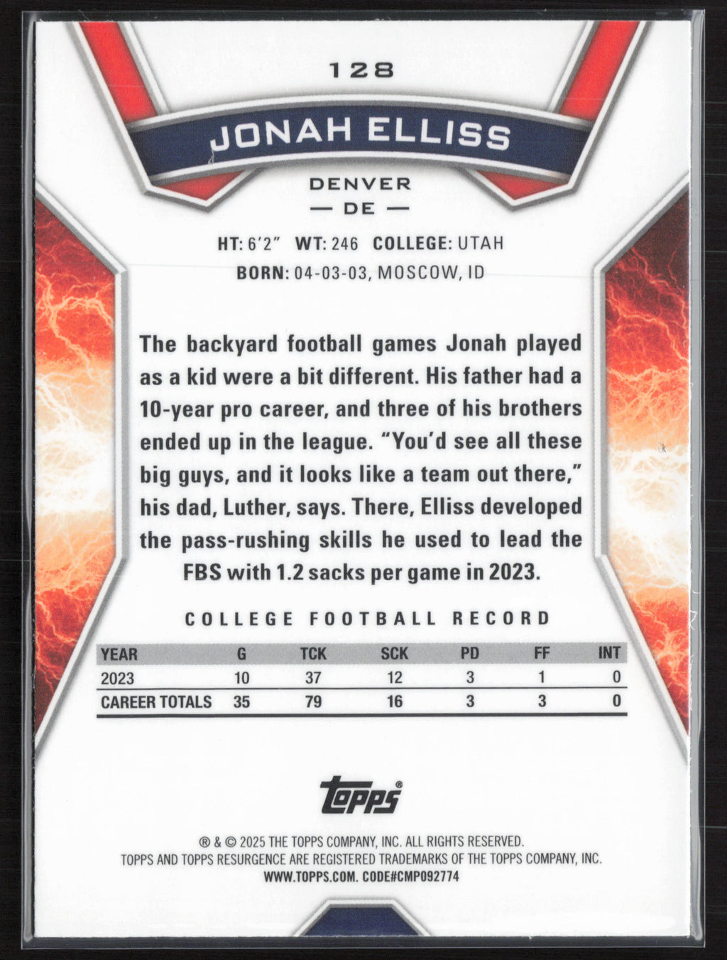 2024 Topps Resurgence #128 Jonah Elliss