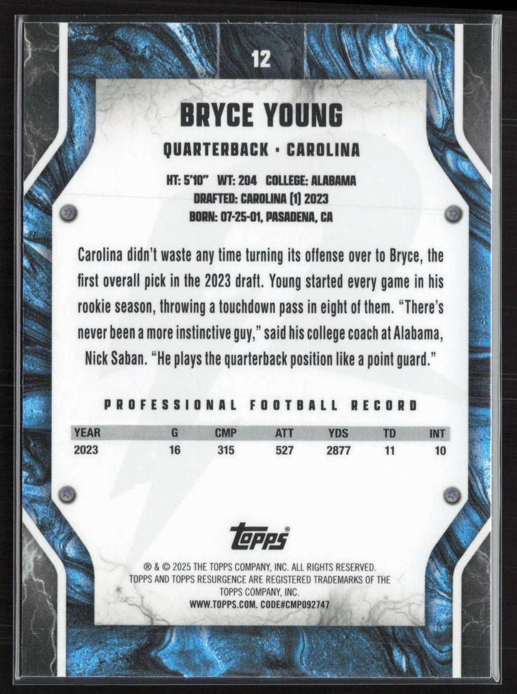 2024 Topps Resurgence #12 Bryce Young