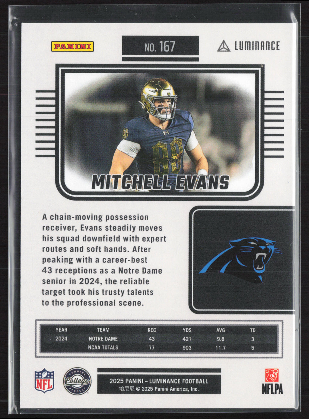 2025 Panini Luminance #167 Mitchell Evans Teal #/35